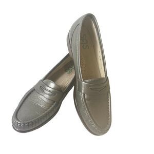 SAS Tripad Comfort Womens 8 S Metallic Pewter Leather Shoes Casual Flats Slip On